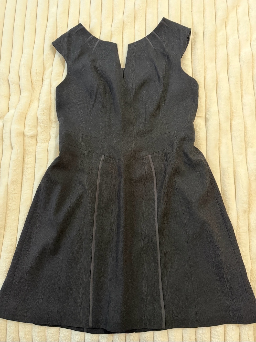 Zac Posen Black Textured Fit-and-Flare Mini Dress